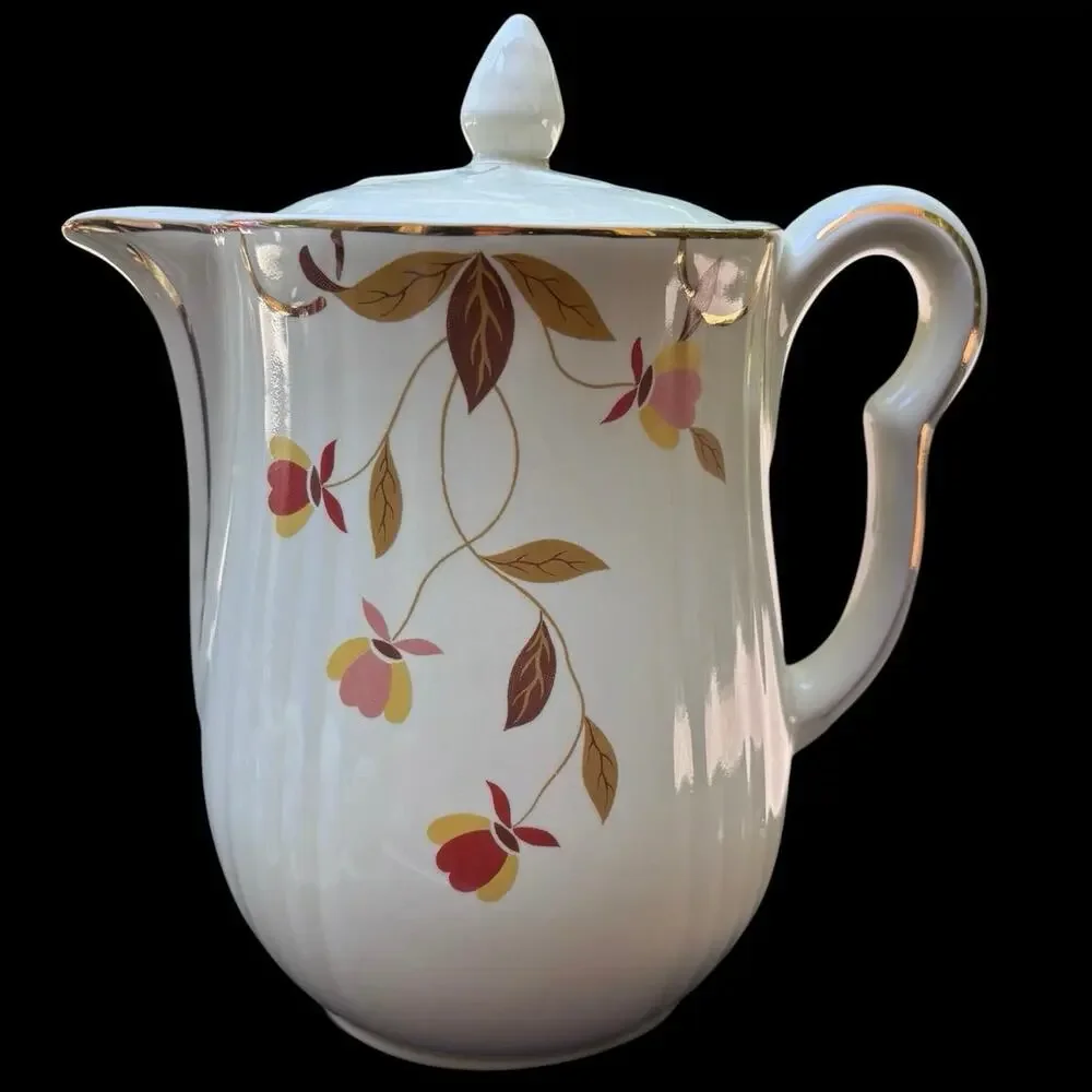 Hall Autumn Leaf Coffee Pot With Matching Aluminum Percolator With Lid Country